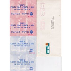 1972 NASA Kennedy Space Center Tour Tickets Sequential Pair Pink + Blue Set